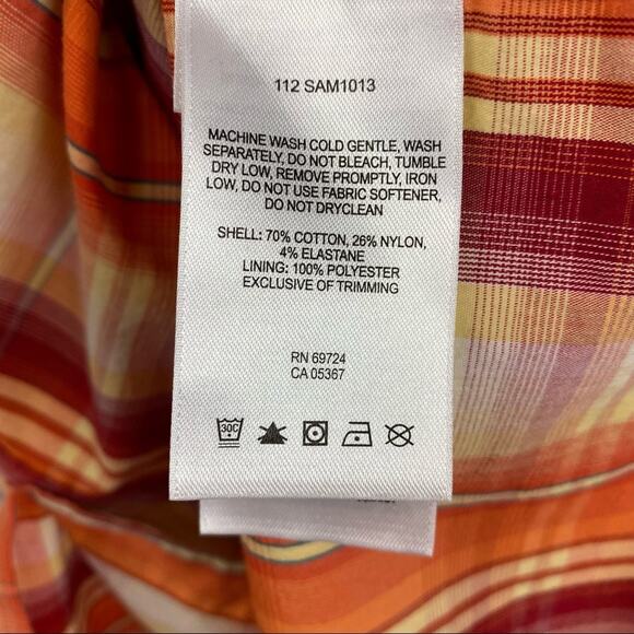 Columbia Men's Red Orange Plaid Button Down Shirt Size Medium - Picture 5 of 7